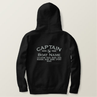 Personalizable YEAR and Names Captain Yacht Flag Embroidered Hoodie
