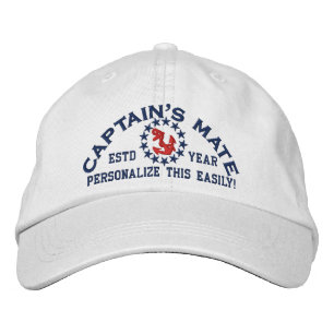 Personalizable YEAR and Names Captain's Mate Embroidered Baseball Cap