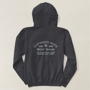 Personalizable YEAR and Names Captain's Mate Embroidered Hoodie