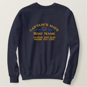 Personalizable YEAR and Names Captain's Mate Embroidered Sweatshirt