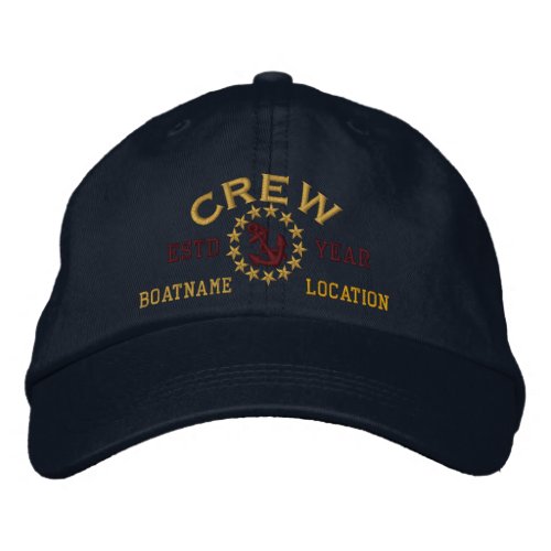 Personalizable YEAR and Names Crew Yacht Flag Embroidered Baseball Cap