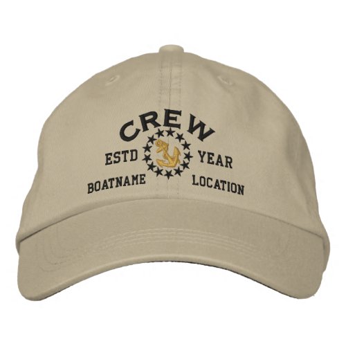 Personalizable YEAR and Names Crew Yacht Flag Embroidered Baseball Hat