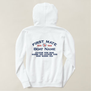 Personalizable YEAR and Names First Mate Yacht Embroidered Hoodie