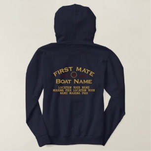 Personalizable YEAR and Names Mate Yacht Flag Embroidered Hoodie
