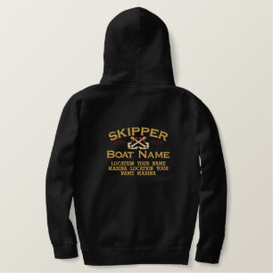 Personalizable YEAR and Names Skipper Anchors Embroidered Hoodie