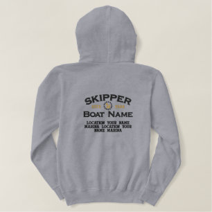 Personalizable YEAR and Names Skipper Yacht Flag Embroidered Hoodie