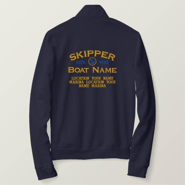 Personalizable YEAR and Names Skipper Yacht Flag Embroidered Jacket (Design Back)