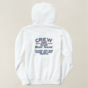 Personalizable YEAR and Names Your Crew Anchors Embroidered Hoodie
