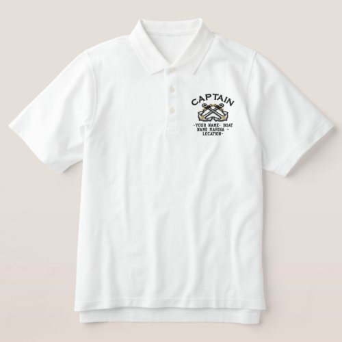 Personalizable Your Captain Anchors Embroidery Embroidered Polo Shirt