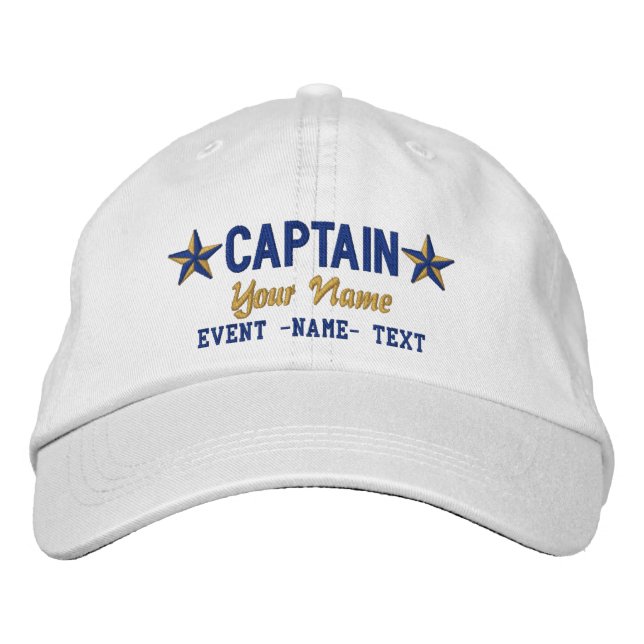 Personalizable Your Name Captain Stars Embroidery Embroidered Baseball Cap (Front)