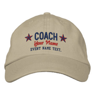 Personalizable Your Name COACH Stars Embroidery Embroidered Baseball Cap