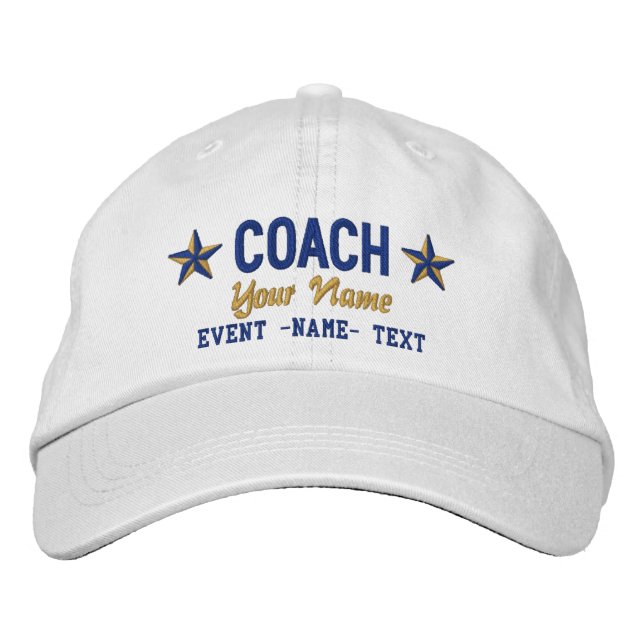 Personalizable Your Name COACH Stars Embroidery Embroidered Baseball Hat (Front)