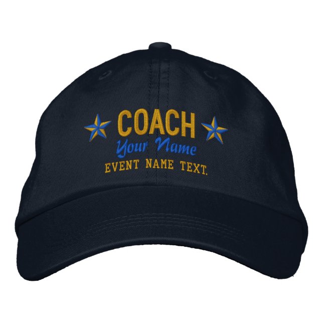 Personalizable Your Name COACH Stars Embroidery Embroidered Baseball Hat (Front)