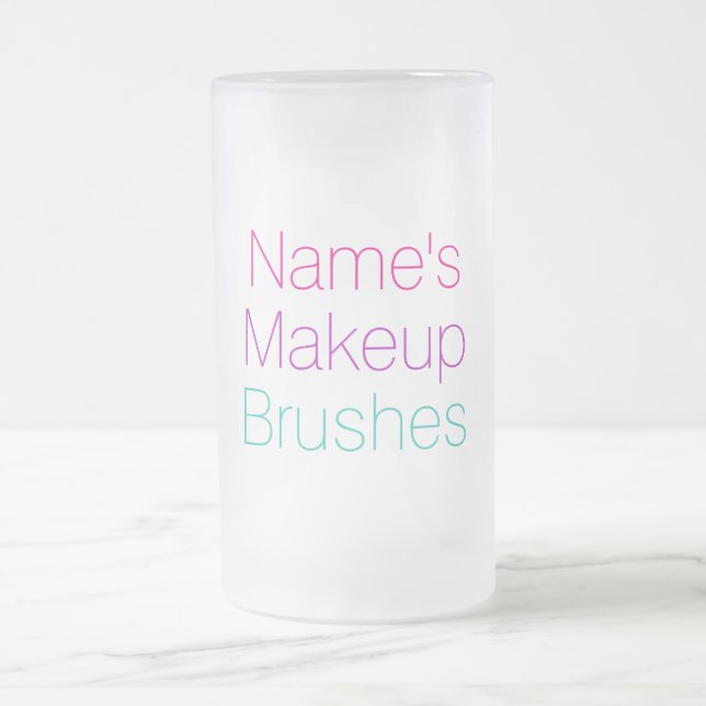 Personalizable Your Name Makeup Brushes Holder Frosted Glass Beer Mug (Center)