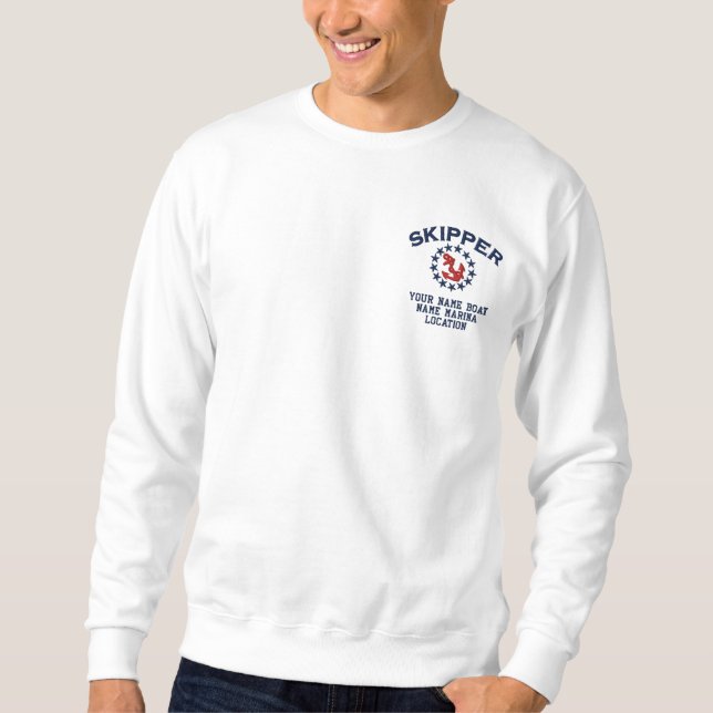 Personalizable Your Skipper Yacht Flag Embroidery Embroidered Sweatshirt (Front)