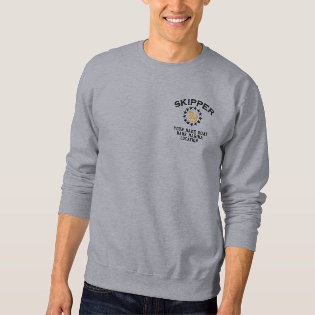 Personalizable Your Skipper Yacht Flag Embroidery Embroidered Sweatshirt (Front)