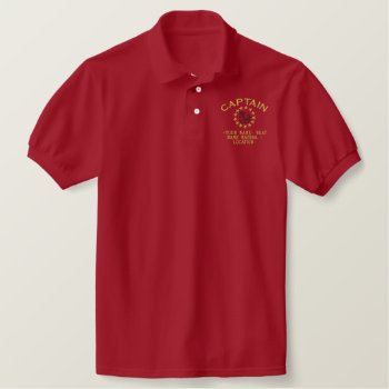 Personalizable Your Yacht Flag Embroidery Embroidered Polo Shirt by CaptainShoppe at Zazzle