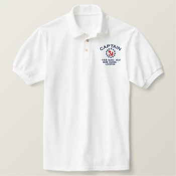 Personalizable Your Yacht Flag Embroidery Embroidered Polo Shirt by CaptainShoppe at Zazzle