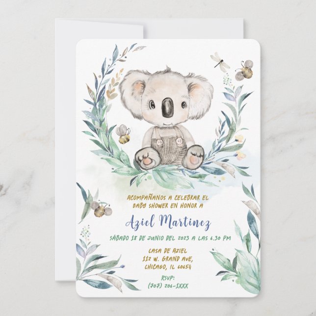 Personalizada Koala Boy Baby Shower Invitation (Front)