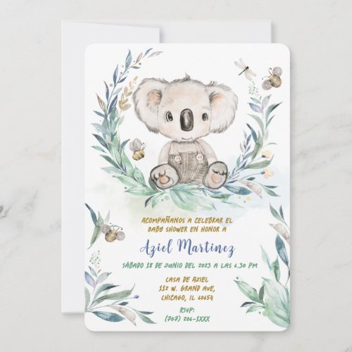 Personalizada Koala Boy Baby Shower Invitation