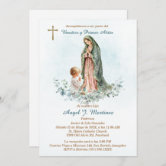 Personalizada de Bautizo para Niña con Flores Rosa Invitation