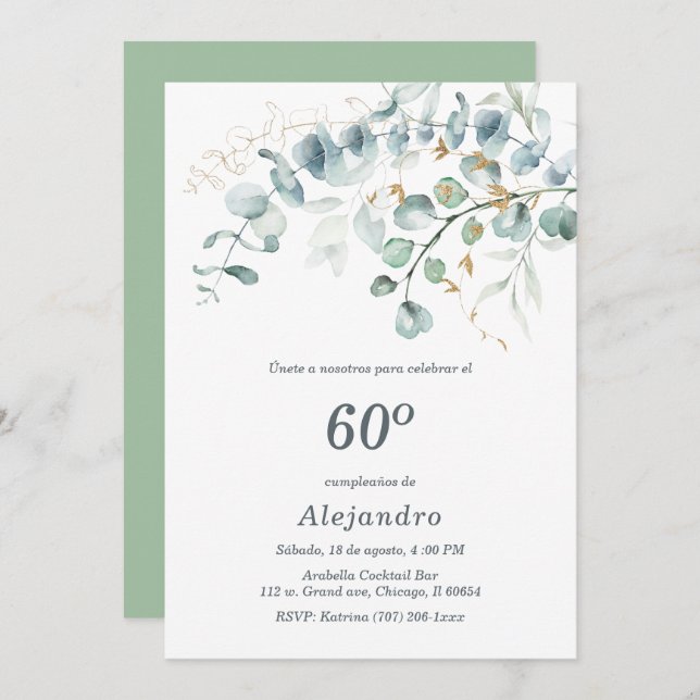 Personalizada Para Fiesta de 60 Cumpleaños Invitation (Front/Back)