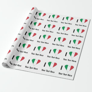 Personalization I (Italian Flag Heart Love) Wrapping Paper