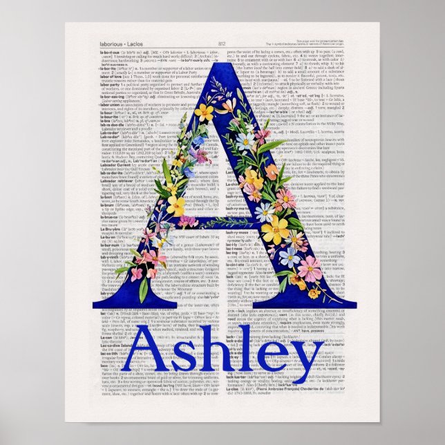 Personalization Letter A names Ashley Poster (Front)