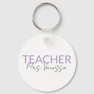 Personalization Teacher Name keychain, Retro Teach Keychain
