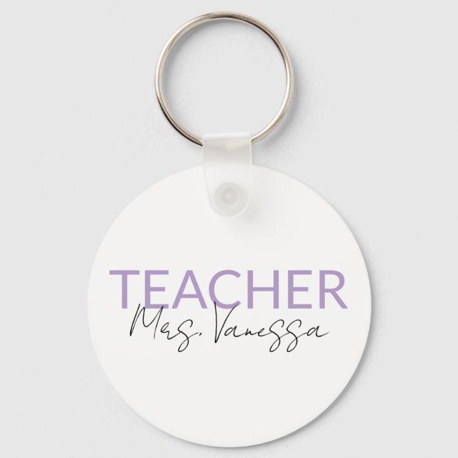 Personalization Teacher Name keychain, Retro Teach Keychain (Front)