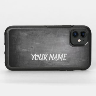 Personalization with name in chalkboard look OtterBox symmetry iPhone 11 case