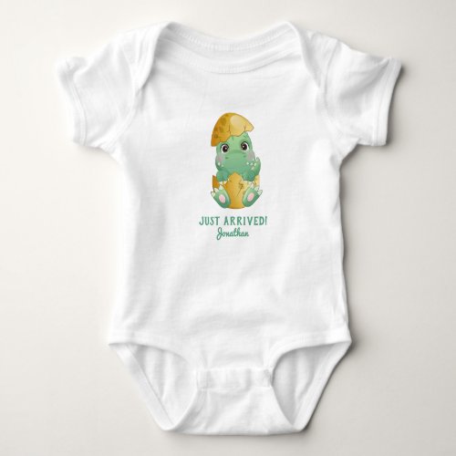 Personalizd Cute Dinosaur Egg Just Arrived Baby Bodysuit