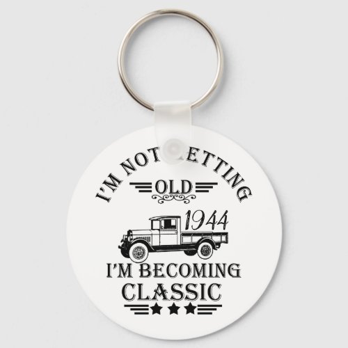 Personalizd vintage 80th birthday mens gift keychain
