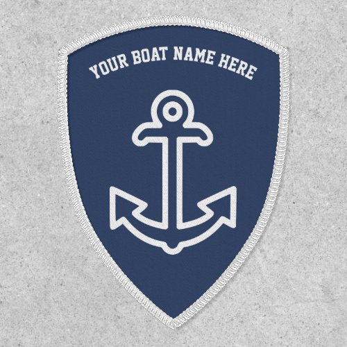 Personalizd White Ships Anchor Navy Blue Nautical Patch