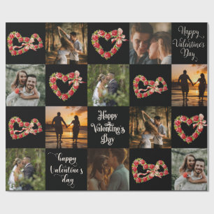 Personalize 10 Photos Happy Valentine's Day Retro Wrapping Paper
