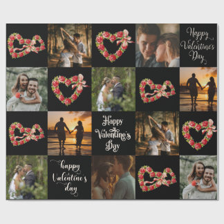 Personalize 10 Photos Happy Valentine's Day Retro Wrapping Paper
