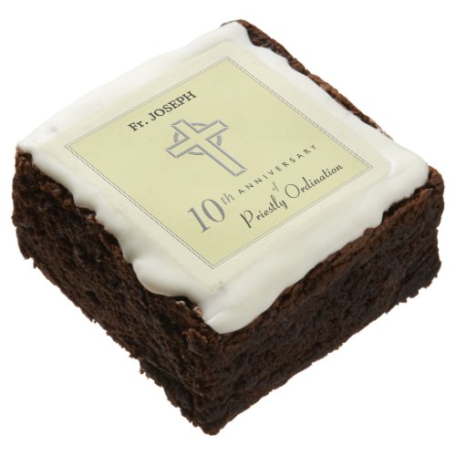 Personalize 10th Anniversary of Priest Embossed Brownie