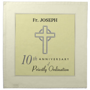 Personalize, 10th Anniversary of Priest Embossed Cloth Napkin