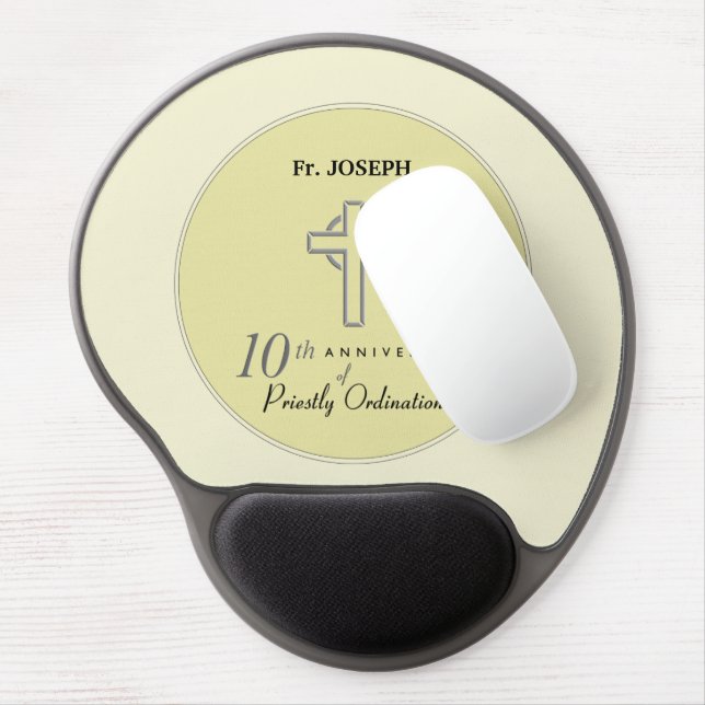 Personalize, 10th Anniversary of Priest Embossed Gel Mouse Pad (Left Side)