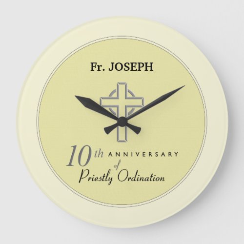 Personalize 10th Anniversary of Priest Embossed Large Clock