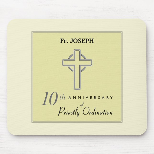 Personalize, 10th Anniversary of Priest Embossed Mouse Pad (Front)