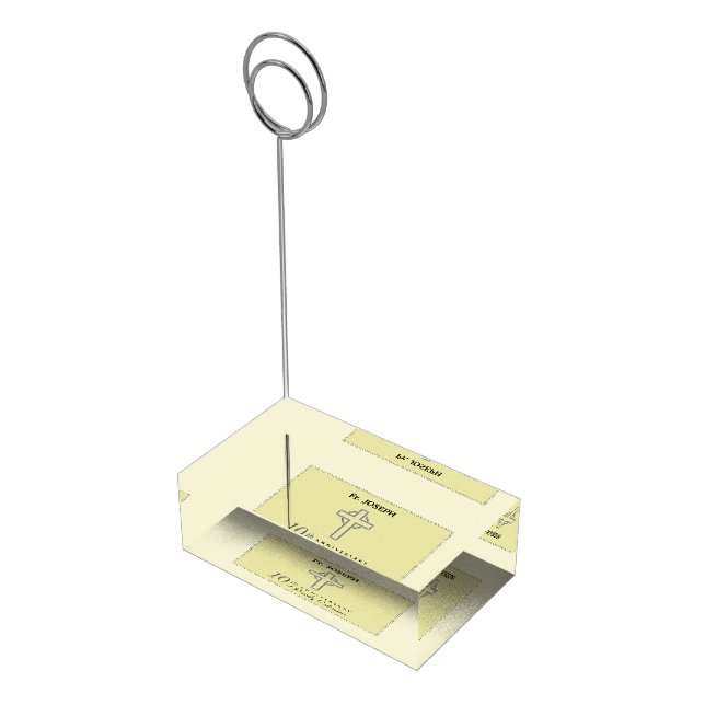 Personalize, 10th Anniversary of Priest Embossed Place Card Holder (Corner)