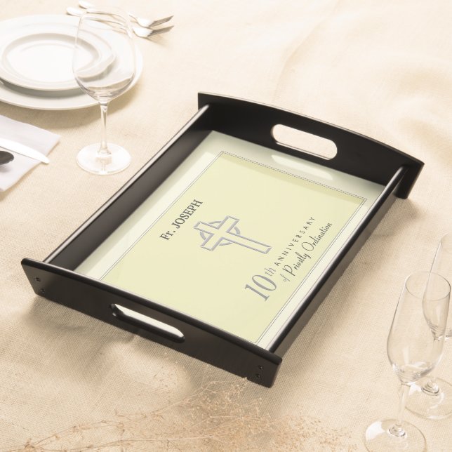 Personalize, 10th Anniversary of Priest Embossed Serving Tray (Front)