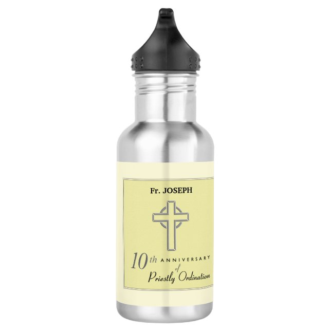 Personalize, 10th Anniversary of Priest Embossed Stainless Steel Water Bottle (Right)
