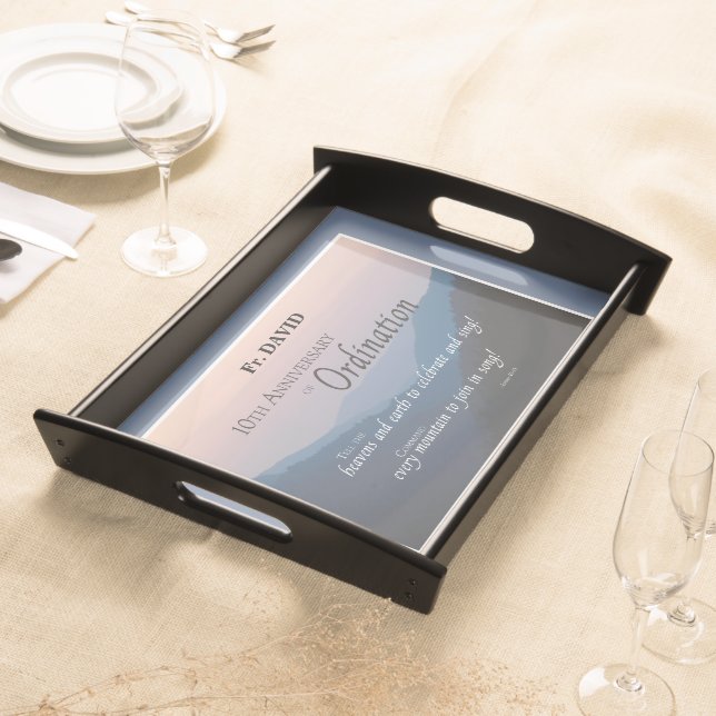 Personalize 10th Anniversary Ordination Congrats Serving Tray (Front)