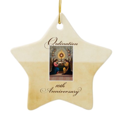 Personalize, 10th Ordination Anniversary Angels Ceramic Ornament