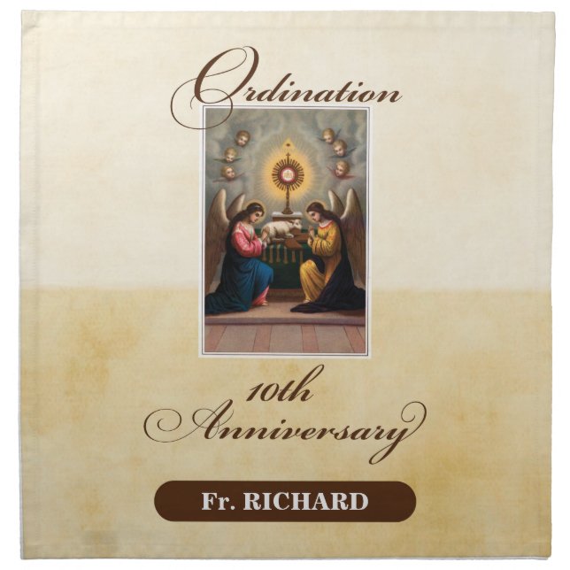 Personalize, 10th Ordination Anniversary Angels Cloth Napkin (Front)