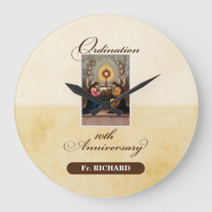 Personalize, 10th Ordination Anniversary Angels Large Clock