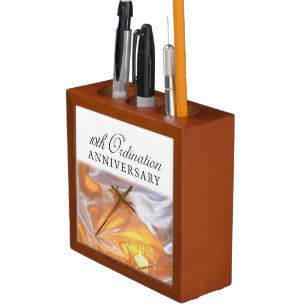 Personalize, 10th Ordination Anniversary, Cross Desk Organizer