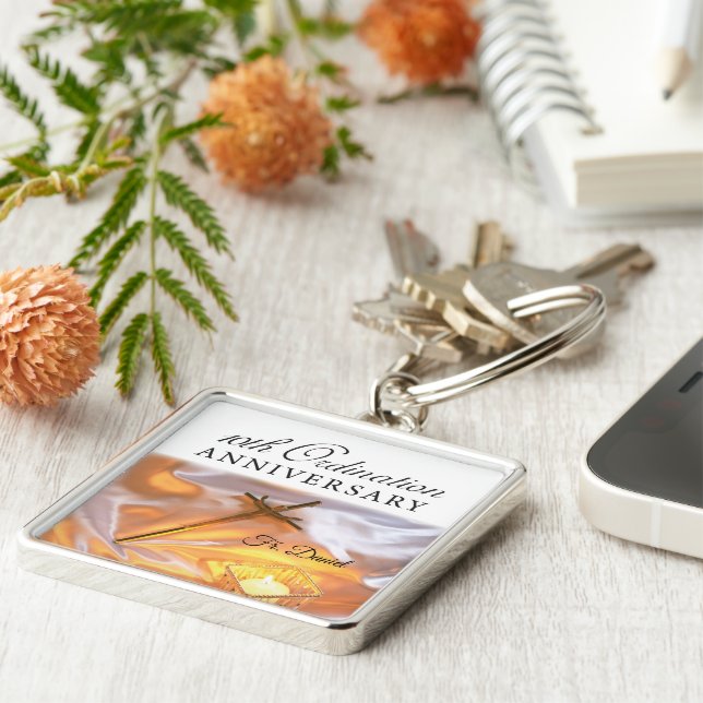 Personalize, 10th Ordination Anniversary, Cross Keychain (Side)